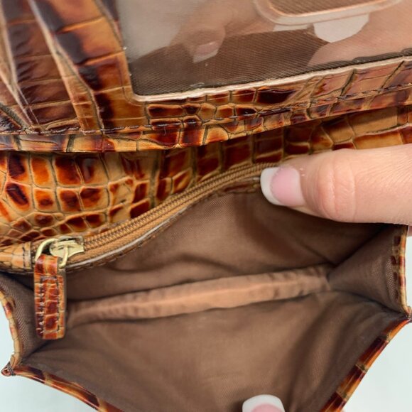 Brahmin Pecan Melbourne Croc Embossed Leather Wristlet Wallet - Picture 11 of 12